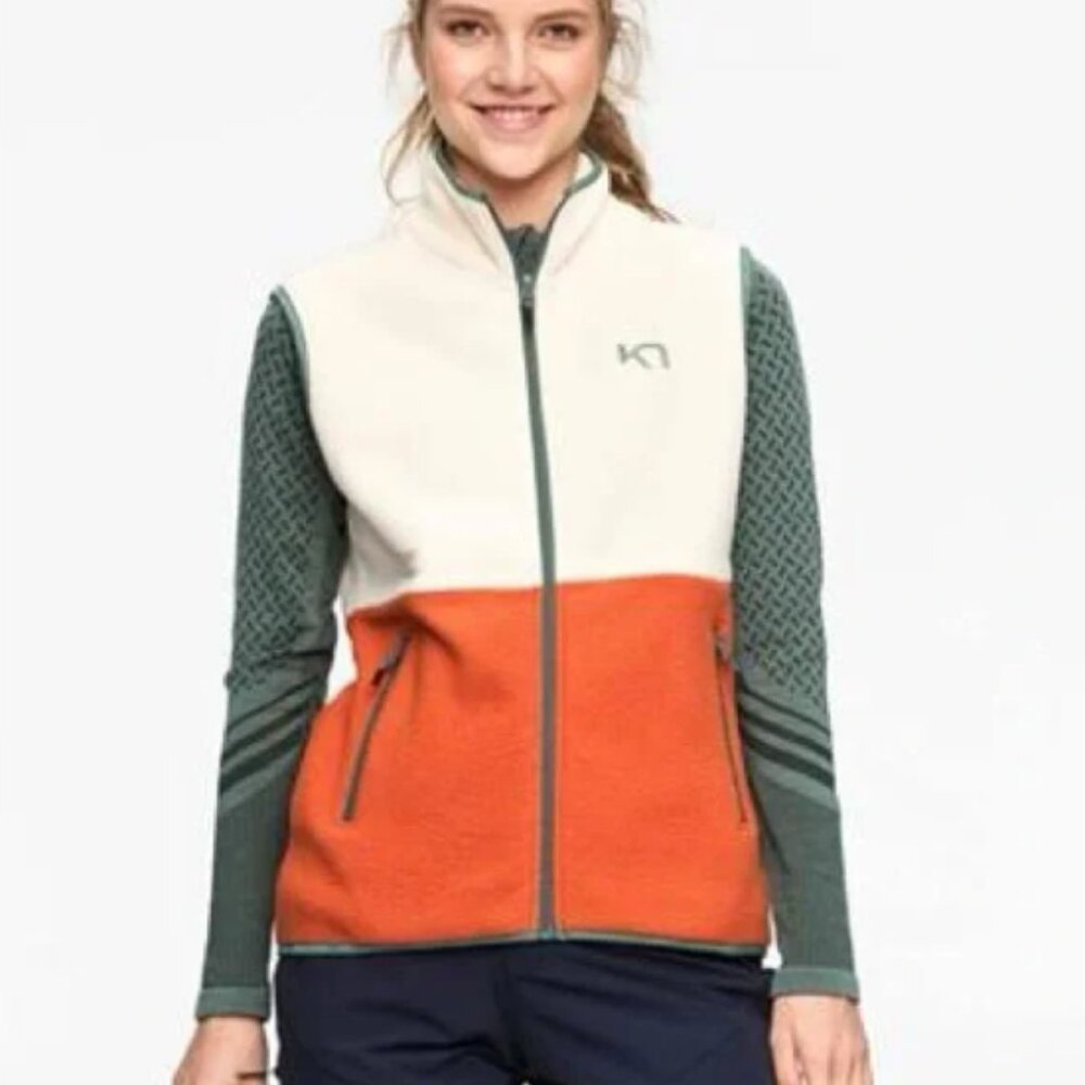 Kari Traa Cream and Orange Fleece Vest